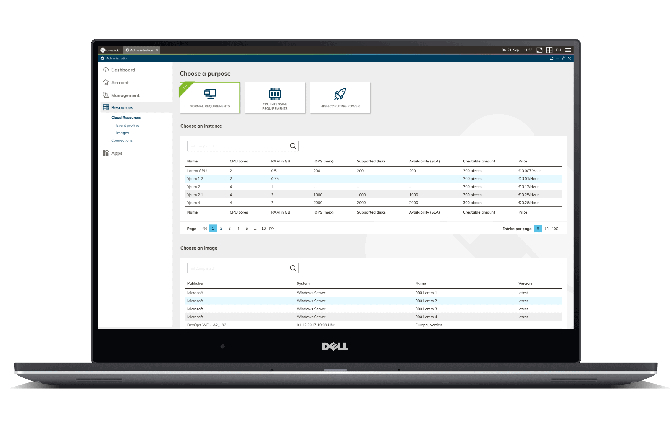 device oneclick administator create vm